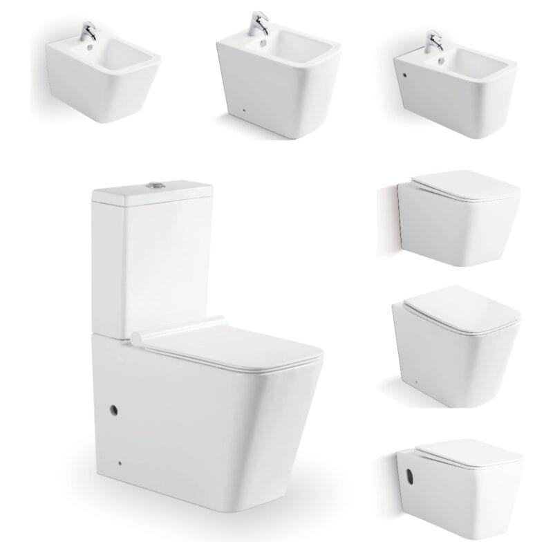 Juego de sanitarios de cerámica para baño con certificación CE: combinación de inodoro de dos piezas y bidé suspendido