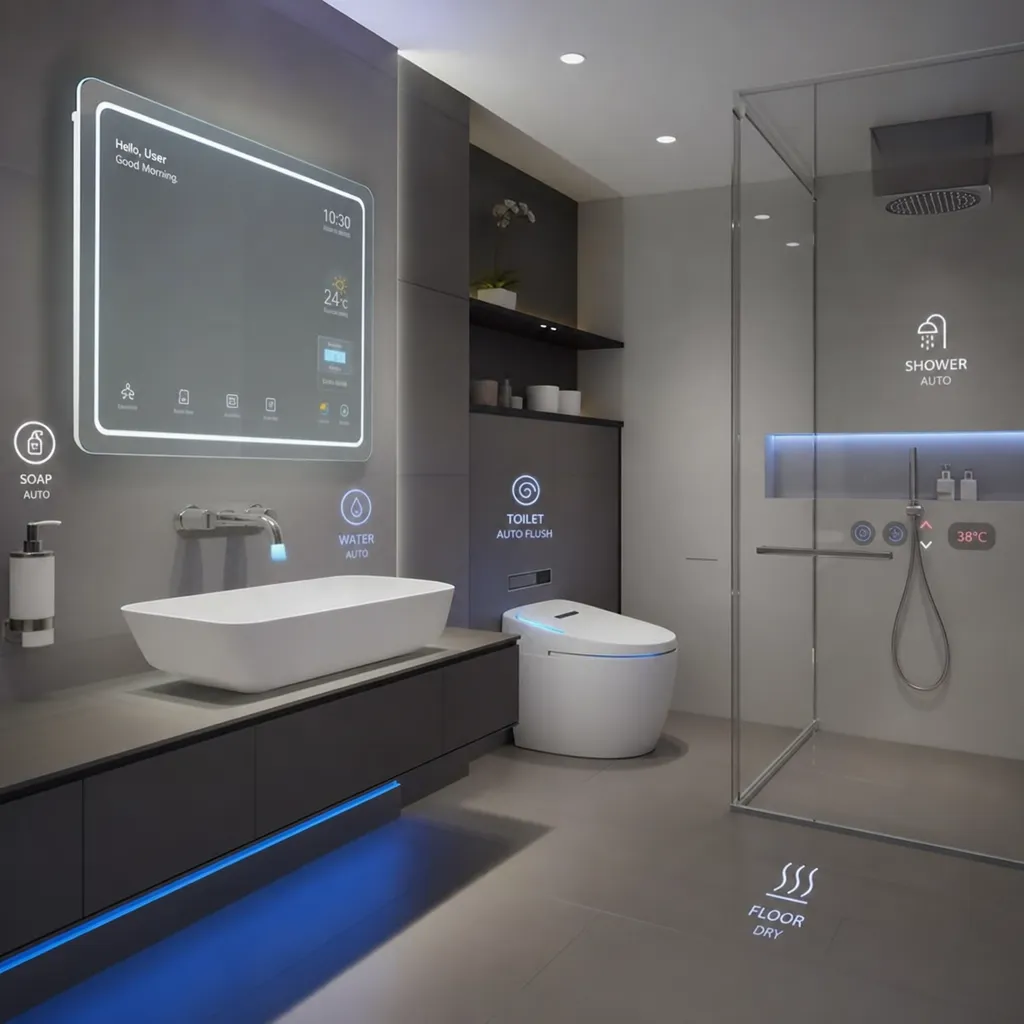 Un baño inteligente y futurista con tecnología sin contacto