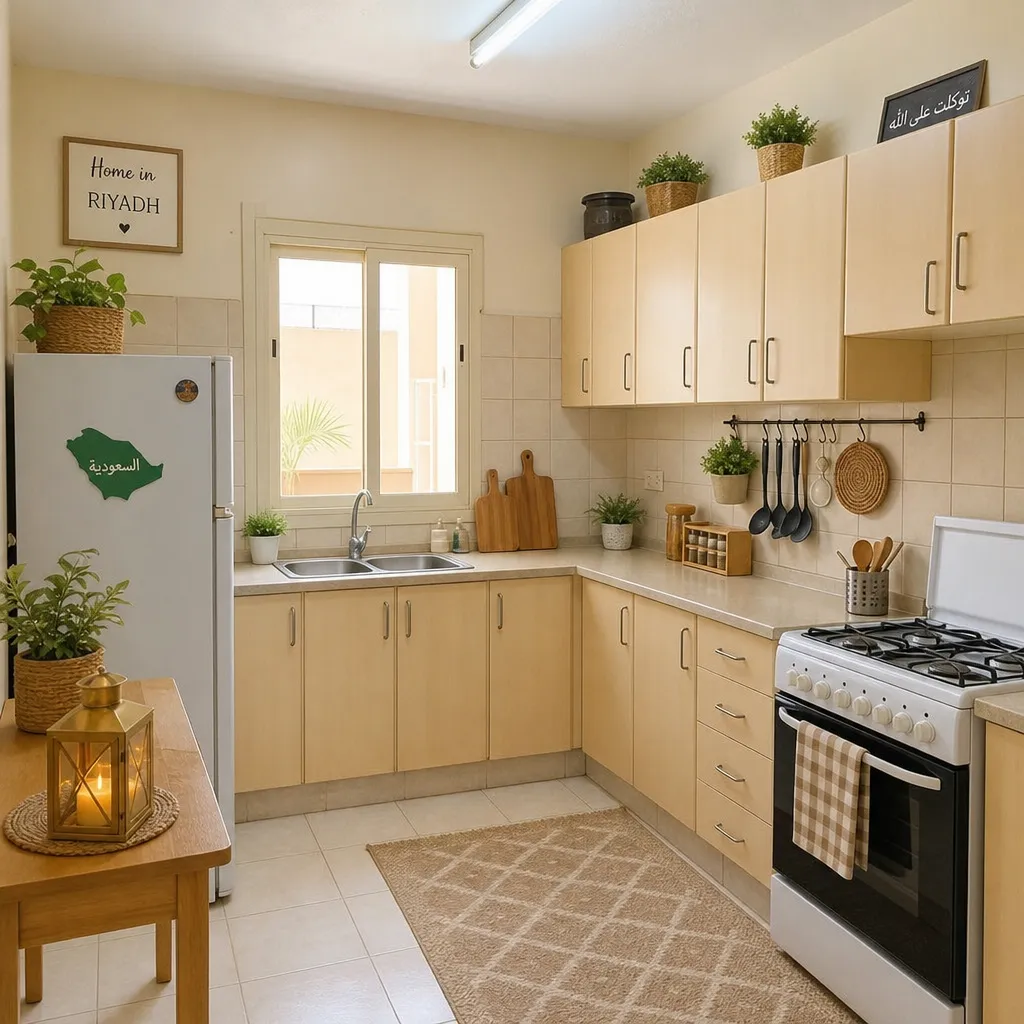 Una cocina luminosa, acogedora y asequible en una casa de Riad